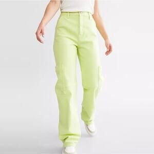 KanCan Signature 90s Straight Cargo Stretch Neon Pants Size 26